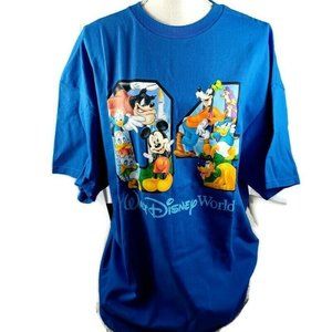 Vintage Walt Disney World NEW Mickey Mouse Graphic Print T-Shirt Blue Mens 2X